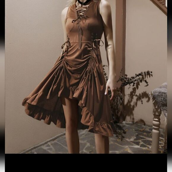 WOMEN'S Steampunk Gothic Victorian Dress, Brown new with original Package - Picture 4 of 16